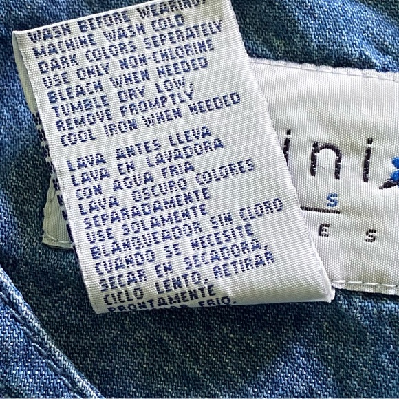 Vintage Pellini Blues petites women's 6P Denim Dress Tie Vest Floral Embroidery - Picture 5 of 16